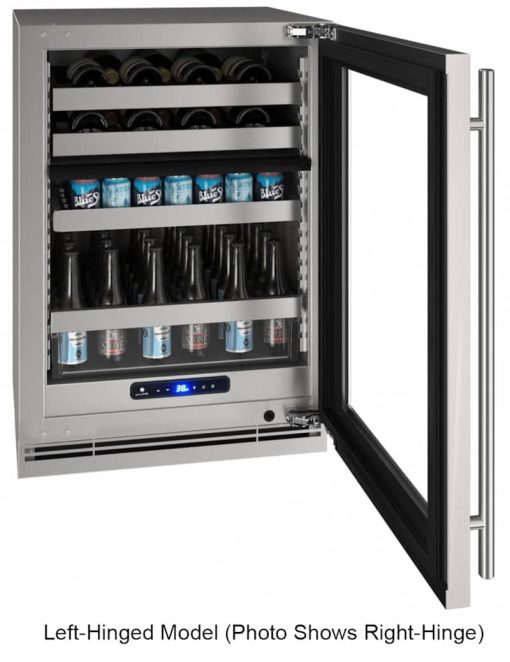 U-Line 24" Stainless Frame With Lock Left-Hinge Dual-Zone Beverage Center - Image 3