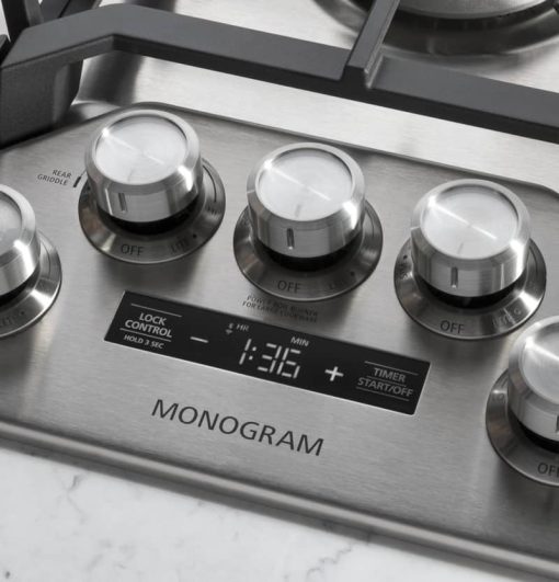 Monogram 36" Stainless Steel Smart Deep-Recessed Natural Gas Cooktop - Image 3