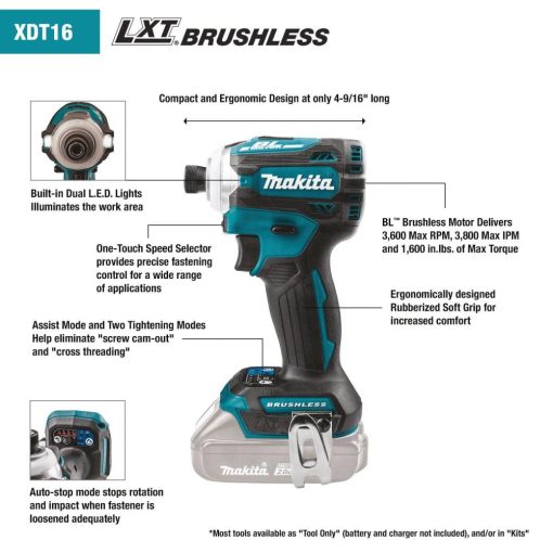Makita 18V LXT 5 Piece Combo Kit Lithium Ion Brushless Cordless - Image 17