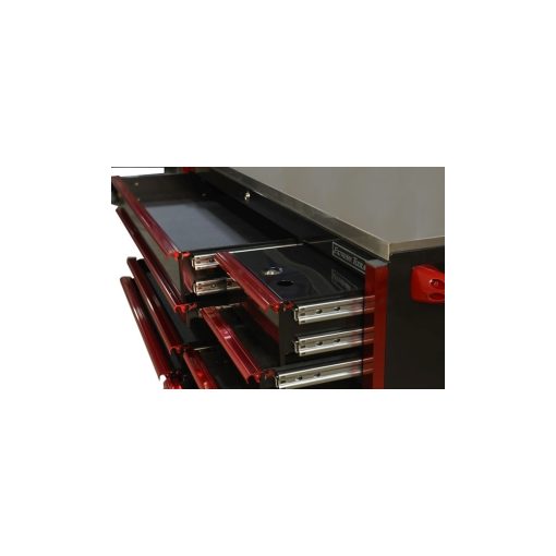 Extreme Tools 72" Black Roller Cabinet with Red Drawer Pulls - Image 3