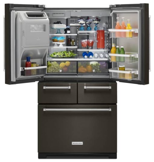 KitchenAid 36" PrintShield Black Stainless Steel Multi-Door Freestanding Refrigerator With Platinum Interior Design - Image 2