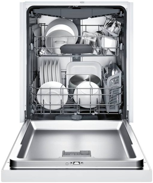 Bosch 300 Series 24" White Recessed Handle Dishwasher - Image 2