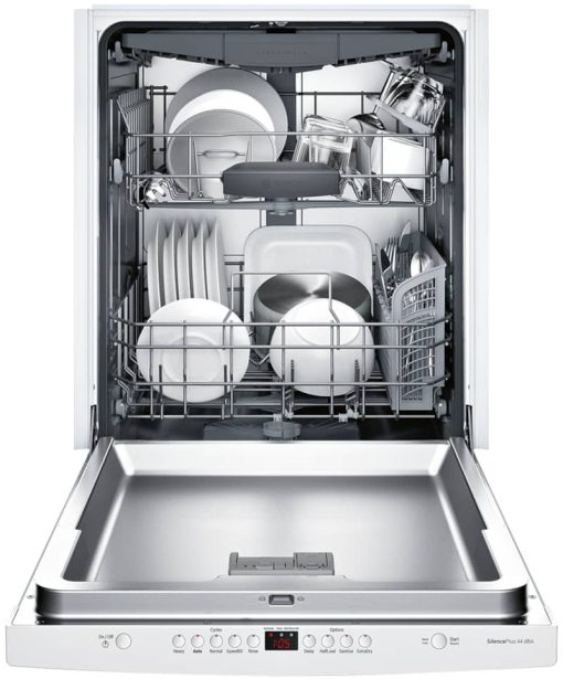 Bosch 300 Series 24" White Scoop Handle Dishwasher - Image 2