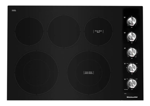 KitchenAid ADA 30" Black Electric Cooktop With 5 Elements And Knob Controls