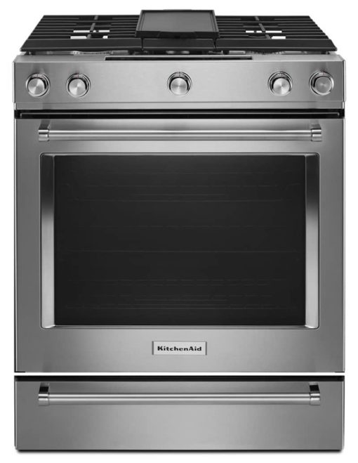 KitchenAid ADA 30" Stainless Steel Dual Fuel Slide-In Range