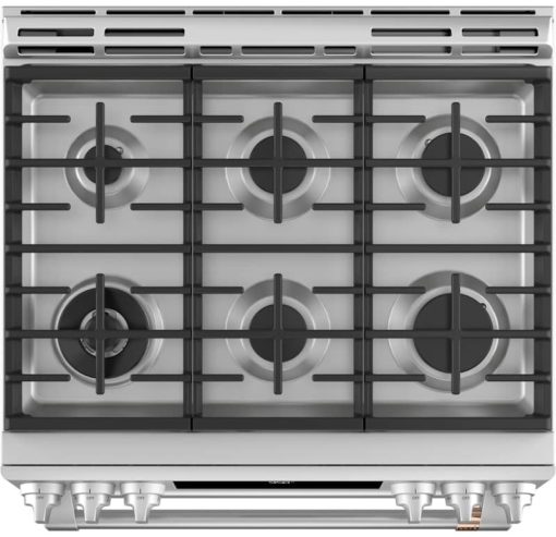 Cafe ADA 30" Stainless Steel With Brushed Stainless Smart Slide-In Front Control Dual-Fuel Double-Oven Range With Convection - Image 4