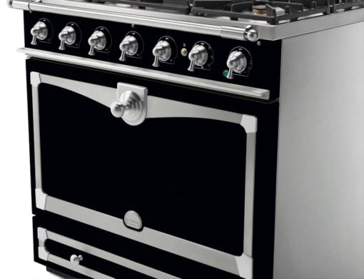 La Cornue CornuFe 90 36" Gloss Black With Satin Chrome Dual Fuel Range - Image 3