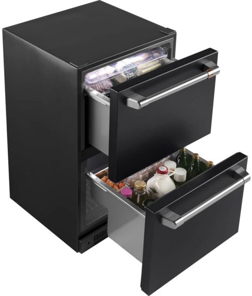Cafe 5.7 Cu. Ft. Matte Black With Brushed Stainless Built-In Dual-Drawer Refrigerator - Image 4