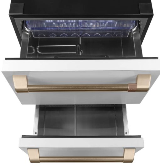 Cafe 5.7 Cu. Ft. Matte White With Brushed Bronze Built-In Dual-Drawer Refrigerator - Image 4