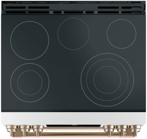 Cafe ADA 30" Matte White With Brushed Bronze Smart Front-Control Radiant And Convection Double-Oven Slide-In Electric Range - Image 4