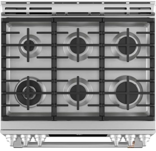 Cafe ADA 30" Stainless Steel With Brushed Stainless Smart Slide-In Front Control Gas Convection Range - Image 4