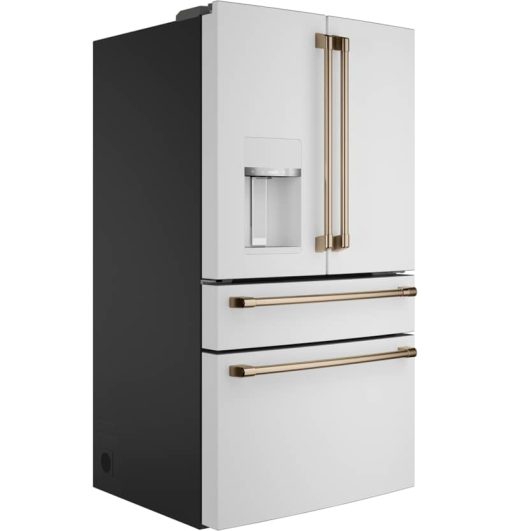 Cafe ENERGY STAR 27.6 Cu. Ft. Matte White With Brushed Bronze Smart 4Door French-Door Refrigerator - - Image 5
