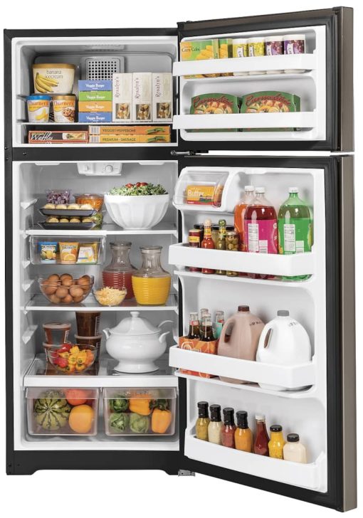 GE ENERGY STAR 17.5 Cu. Ft. Slate Top-Freezer Refrigerator - Image 2