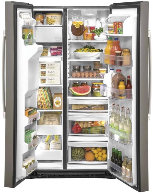 GE 21.8 Cu. Ft. Slate Counter-Depth Side-By-Side Refrigerator - Image 2