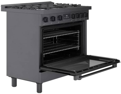 Bosch 800 Series 36" Black Stainless Steel Industrial-Style Dual Fuel Range - Image 4
