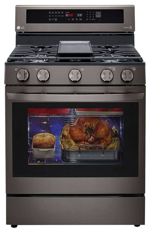 LG 5.8 Cu. Ft. PrintProof Black Stainless Steel Smart Wi-Fi Enabled True Convection InstaView Gas Range With AirFry - Image 4