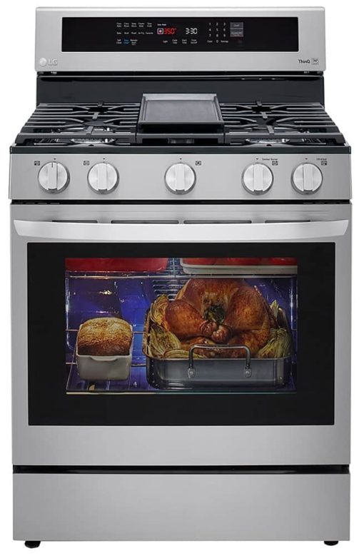 LG 5.8 Cu. Ft. PrintProof Stainless Steel Smart Wi-Fi Enabled True Convection InstaView Gas Range With AirFry - Image 4
