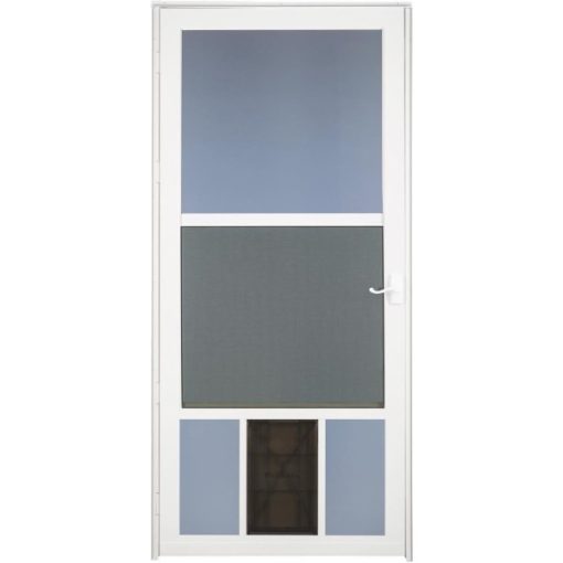 Larson Metal-Tech 32 In. W x 81 In. H x 1-1/4 In. Thick White Classic View Storm Door With Pet Door