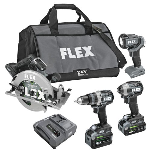 FLEX 24V Stacked Lithium Battery 4 Tool Combo Kit