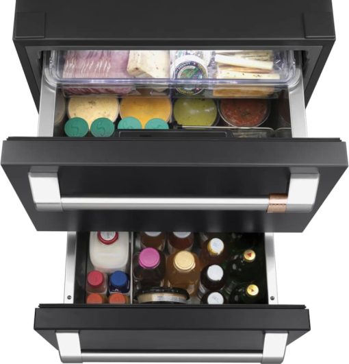 Cafe 5.7 Cu. Ft. Matte Black With Brushed Stainless Built-In Dual-Drawer Refrigerator - Image 5