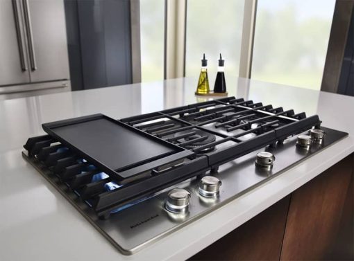 KitchenAid 36" Stainless Steel 5-Burner Gas Cooktop With Griddle - Image 5