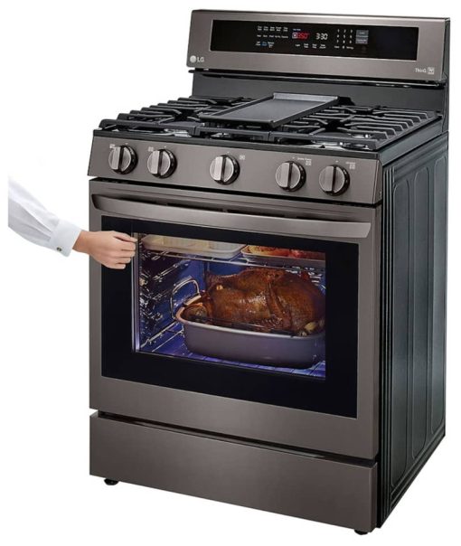 LG 5.8 Cu. Ft. PrintProof Black Stainless Steel Smart Wi-Fi Enabled True Convection InstaView Gas Range With AirFry - Image 6