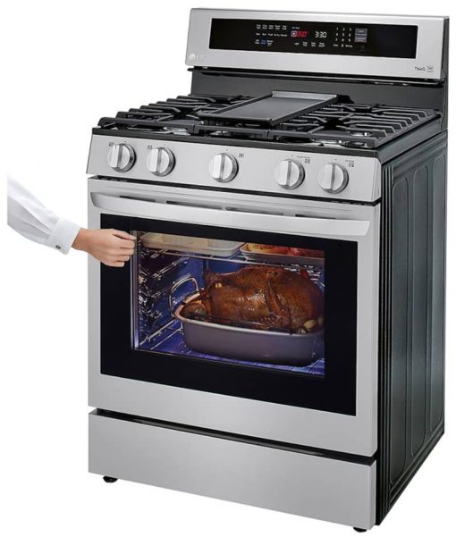 LG 5.8 Cu. Ft. PrintProof Stainless Steel Smart Wi-Fi Enabled True Convection InstaView Gas Range With AirFry - Image 6