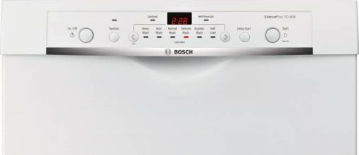 Bosch 100 Series 24" White Recessed Handle Dishwasher - Image 4
