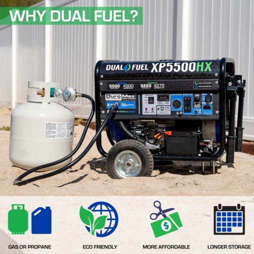 DuroMax Generator Dual Fuel Gas Propane Portable with CO Alert 5500 Watt - Image 5