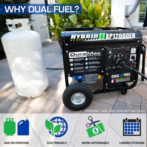 XP12000EH Dual Fuel Portable Generator - 12000 Watt Gas or Propane Powered-Electric Start- Home Back Up and RV Ready, 50 State Approved - Image 3