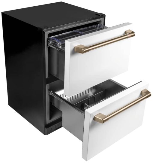 Cafe 5.7 Cu. Ft. Matte White With Brushed Bronze Built-In Dual-Drawer Refrigerator - Image 6