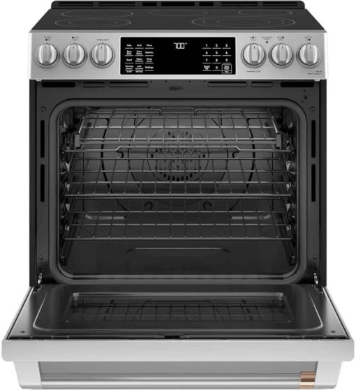 Cafe ADA 30" Stainless Steel Smart Front-Control Radiant & Convection Slide-In Electric Range - Image 2