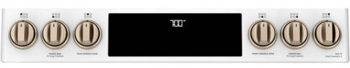 Cafe ADA 30" Matte White With Brushed Bronze Smart Slide-In Front Control Gas Convection Range - Image 6