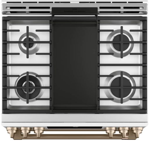 Cafe ADA 30" Matte White With Brushed Bronze Smart Slide-In Double Oven Gas Range With Convection - Image 6