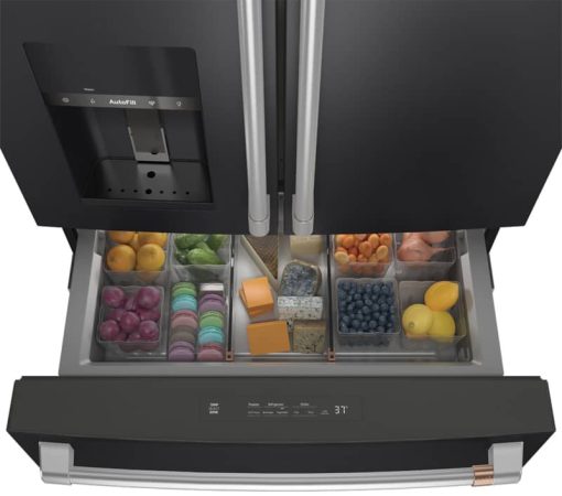 Cafe ENERGY STAR 27.6 Cu. Ft. Matte Black With Brushed Stainless Smart 4-Door French-Door Refrigerator - Image 6