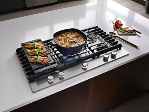 KitchenAid 36" Stainless Steel 5-Burner Gas Cooktop With Griddle - Image 6