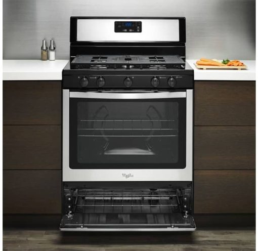 Whirlpool 5.1 Cu. Ft. Black-On-Stainless Freestanding 5-Burner Gas Stove - Image 6