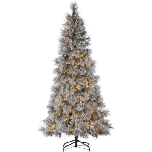 Gerson 7.5 Ft. Flocked Plymouth Pine 500-Bulb Warm White LED Prelit Artificial Christmas Tree