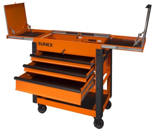 3 Drawer Slide Top Utility Cart with Power - Orange