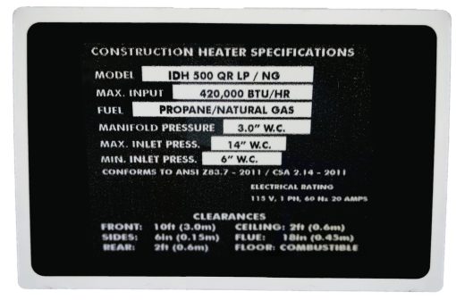 Indirect Fired 500k BTU Portable Heater System (LP/NG) 20 amp - Image 6