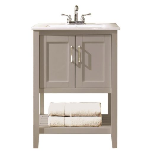 Design House Valerie Dove Gray 24 In. W x 34 In. H x 18 In. D Vanity with White Porcelain Top