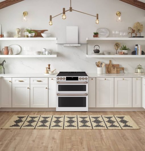 Cafe ADA 30" Matte White With Brushed Bronze Smart Front-Control Radiant And Convection Double-Oven Slide-In Electric Range - Image 14