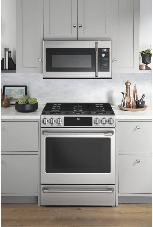 Cafe ADA 30" Stainless Steel With Brushed Stainless Smart Slide-In Front Control Gas Convection Range - Image 8