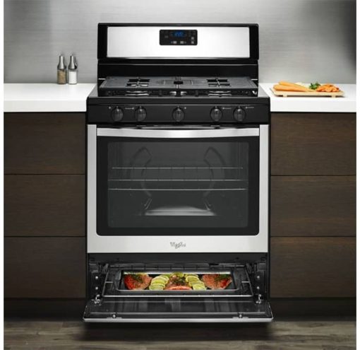 Whirlpool 5.1 Cu. Ft. Black-On-Stainless Freestanding 5-Burner Gas Stove - Image 7
