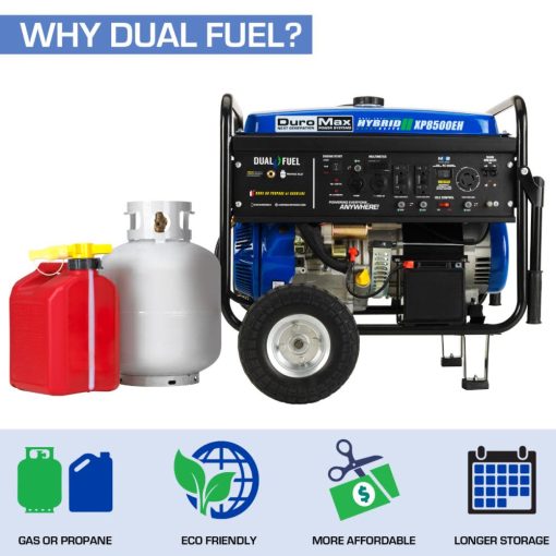 DuroMax 8,500 Watt 16hp Dual Fuel Portable Generator with Electric Start - Image 3