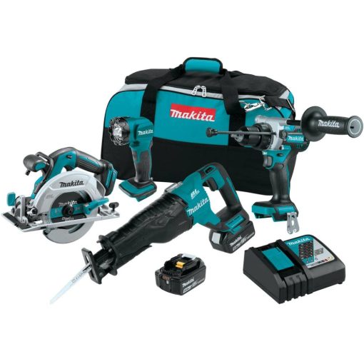 Makita 18V LXT® Lithium-Ion Brushless Cordless 4-Pc. Combo Kit (5.0Ah)