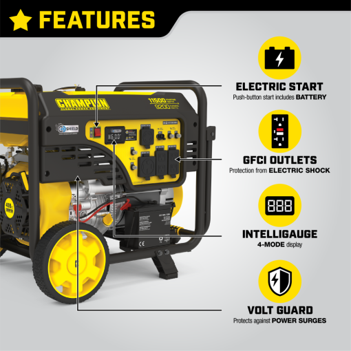 Champion 9200 Watt Electric Start Portable Generator with CO Shield - Image 7