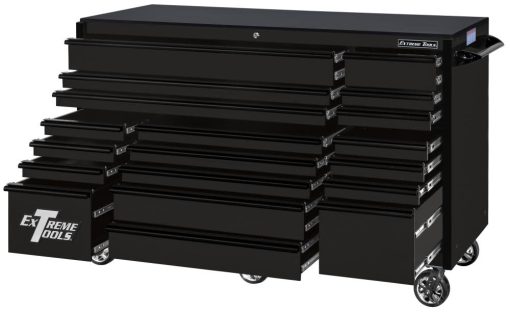 RX Series 72" x 30" 19 Drawer Roller Cabinet, Matte Black with Black Drawer Pulls - Image 2