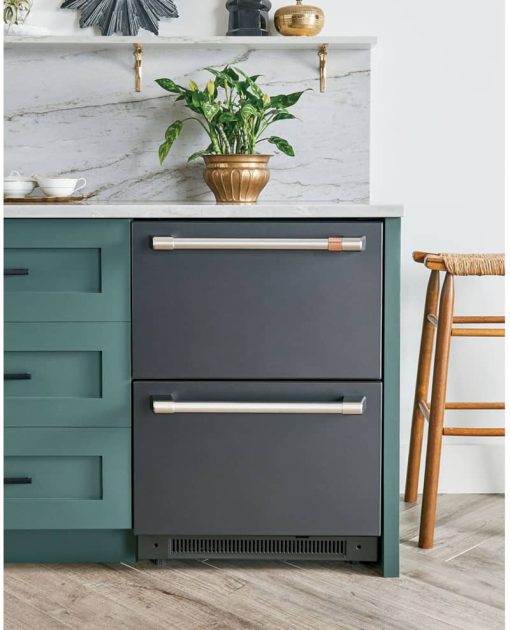 Cafe 5.7 Cu. Ft. Matte Black With Brushed Stainless Built-In Dual-Drawer Refrigerator - Image 8