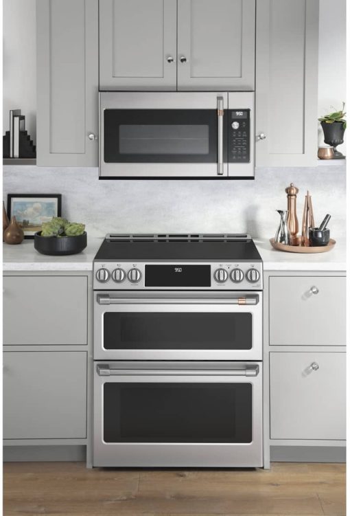 Cafe ADA 30" Stainless Steel Slide-In Front Control Induction & Convection Double Oven Range - Image 7